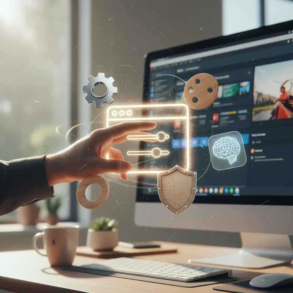 An illustration of various browser extension icons, representing different customization tools.
