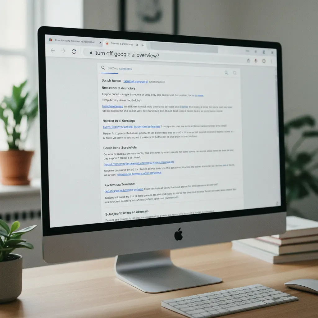 A minimalist web browser showing a search page with traditional organic links, completely free of any AI summary boxes or similar disruptions.