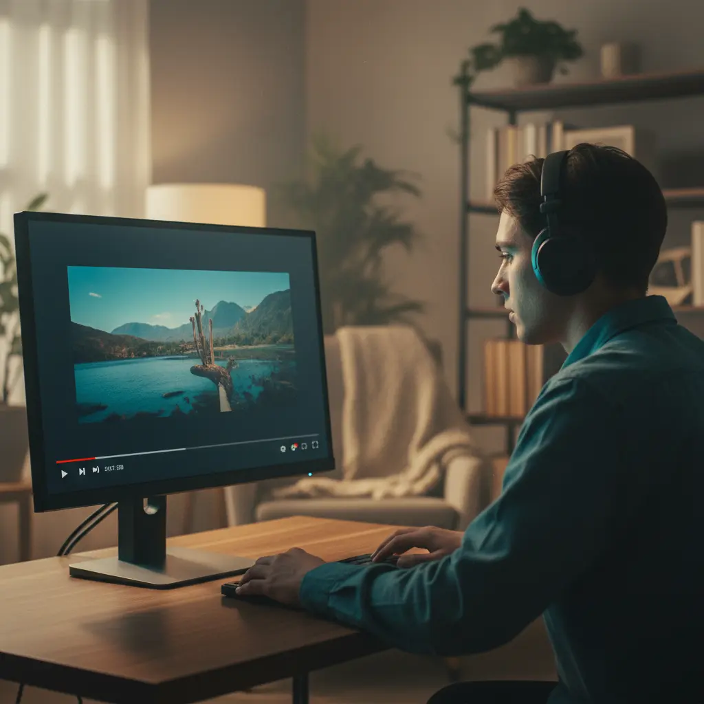 A user focused on a single YouTube video, with distractions and recommendations removed.