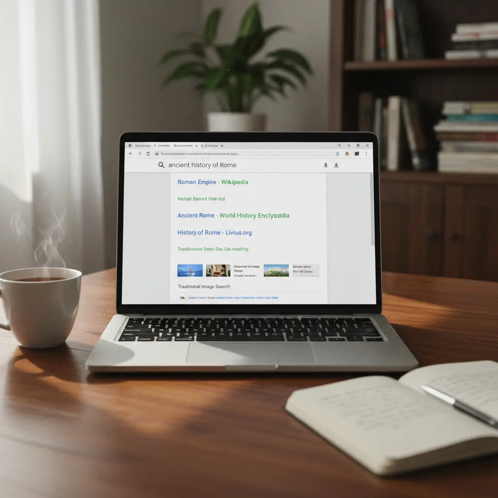 Clean Google search results without AI summaries, showing traditional links