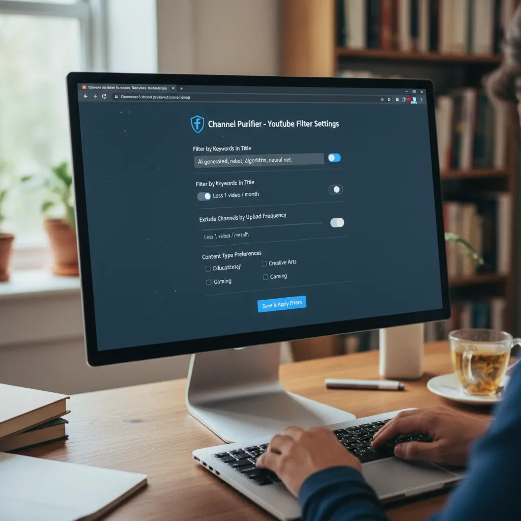 Settings page of a browser extension for YouTube filtering