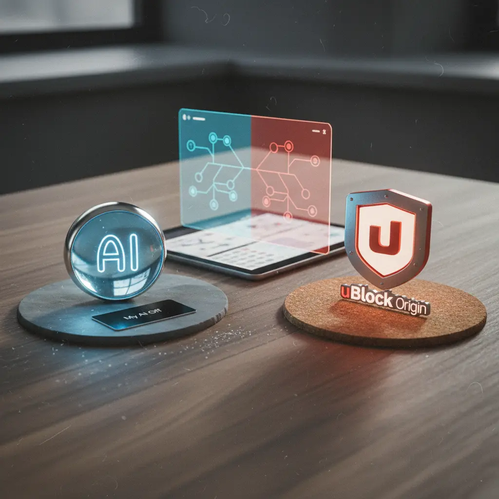 Browser extensions icons representing choices for web control