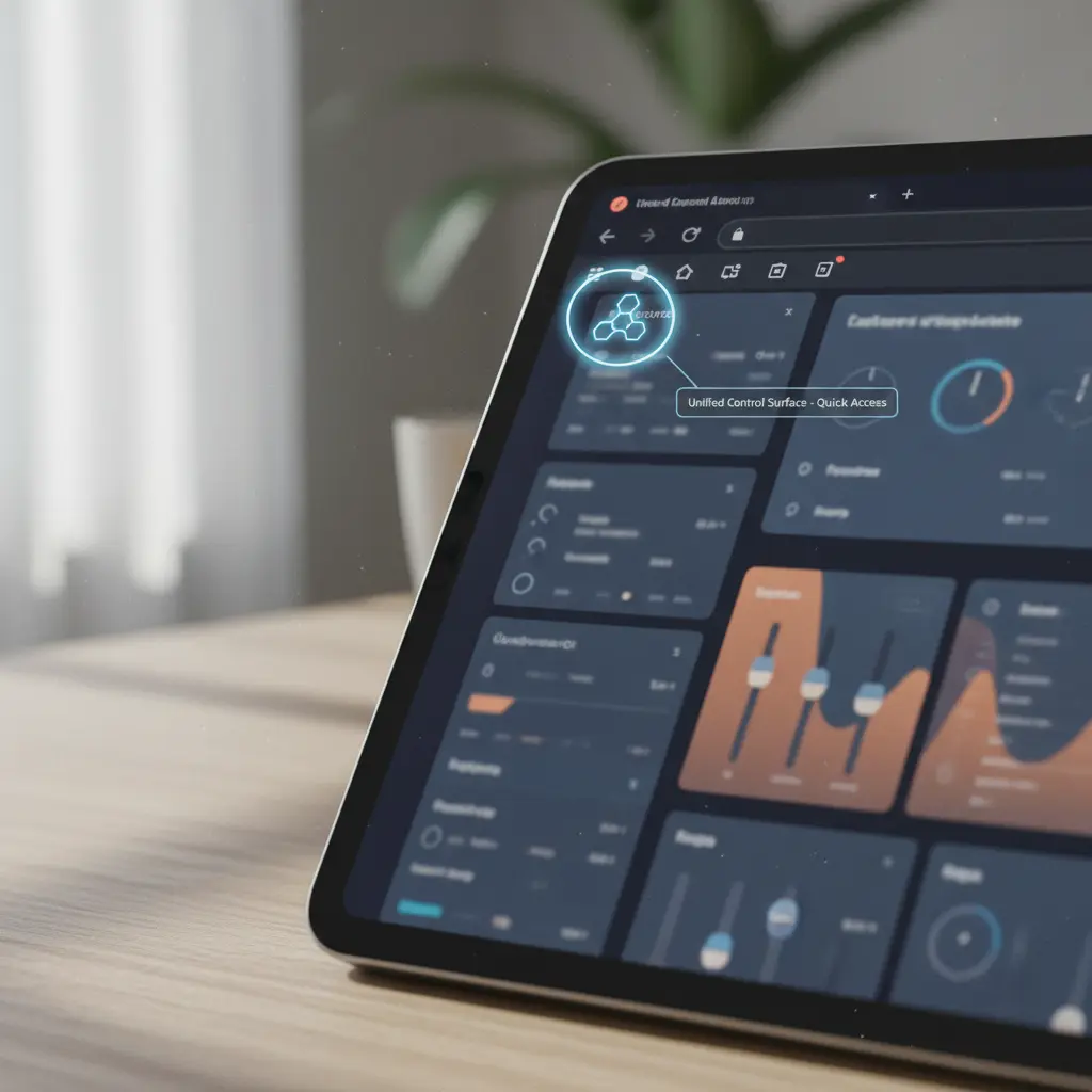 Screenshot showing an extension icon in the browser toolbar, highlighting quick access to the control surface